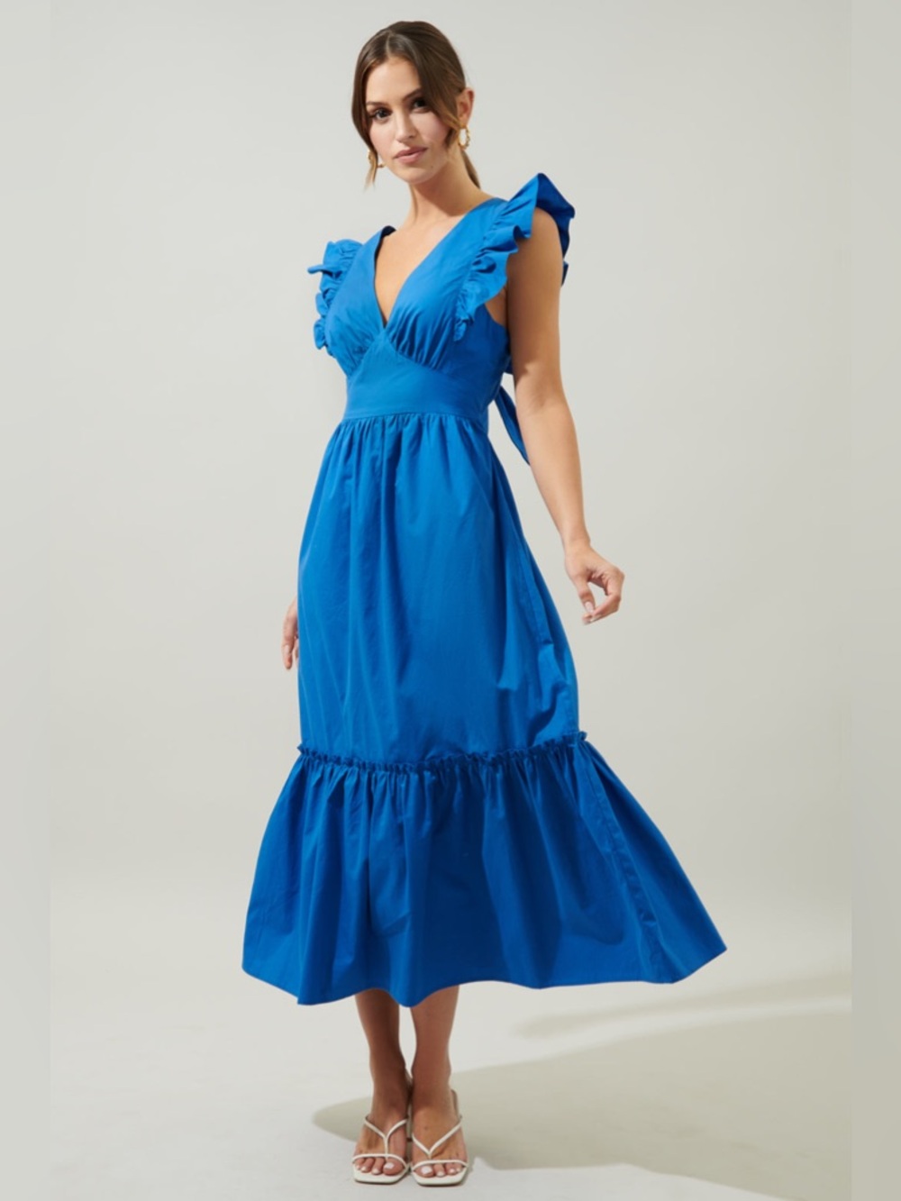 NWT Sugarlips  Avila Poplin Tie Back Midi Dress